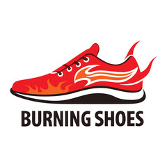Fiery Red Running Shoe Design with Flame Graphics for Athletic Brands