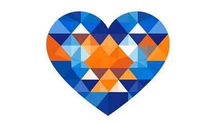 Heart-shaped mosaic of vibrant triangles