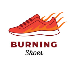 Red Running Shoe with Flames Design for Athletic Brands