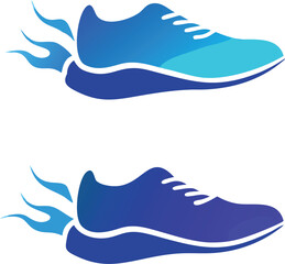 Abstract Blue Gradient Running Shoes with Flames Design for Speed and Fitness
