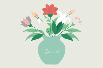 Get Well Soon Flowers Featuring Lilies Freesias Carnations in Elegant Vase