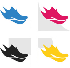 Abstract Running Shoe Logo Design in Four Vibrant Colors