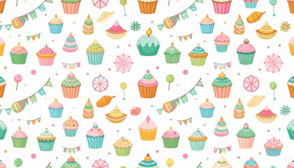Adorable Cupcake Party Pattern mexican pattern
