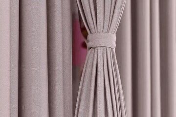 Close-up of a draped mauve curtain