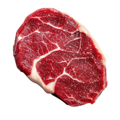 Fototapeta premium Fresh beef steak with marbling and red color, ideal for grilling or roasting. This cut showcases quality meat with rich texture and flavor, perfect for culinary enthusiasts