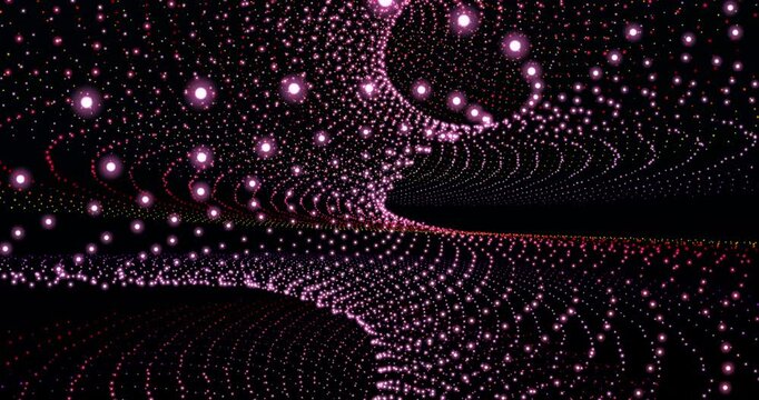 Purple fractal points oscillating in the space. Loop