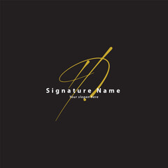 Signature logo or initial letter signature monogram logo elegant hand written sign symbol icon real handwritting H signature