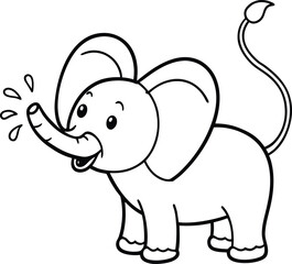 Naklejka premium Cute elephant cartoon spraying water isolated on white background for kids