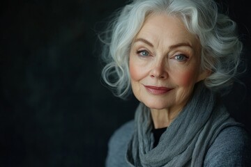 Portrait of senior woman in a studio shoot, capturing her natural beauty and wisdom in a classic, timeless image, Generative AI