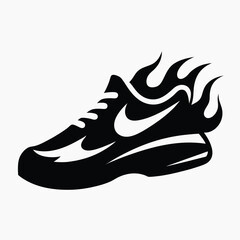 Fiery Running Shoe Graphic Design Element for Athletic Brands