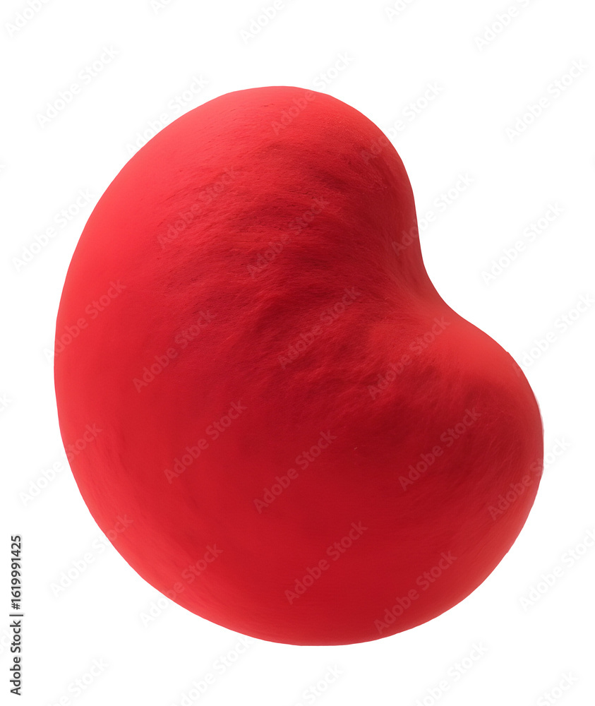 Poster red fuzzy soft abstract shape with prominent texture, digitally rendered