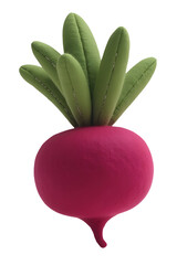 Vibrant crimson radish with fresh green leaves. cheerful healthy root vegetable