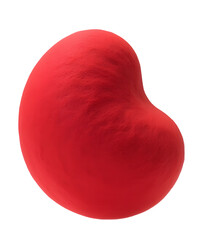 Red fuzzy soft abstract shape with prominent texture, digitally rendered