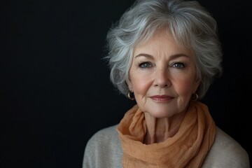 Portrait of senior woman in a studio shoot, capturing her natural beauty and wisdom in a classic, timeless image, Generative AI