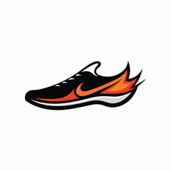 Fast Running Shoe with Flame Design Athletic Footwear Logo