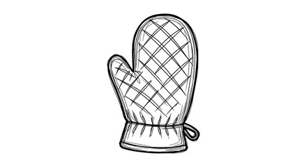 Kitchen mitten sketch in black and white design  