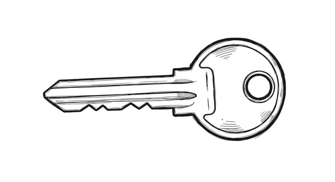 Key illustration in black and white sketch style  