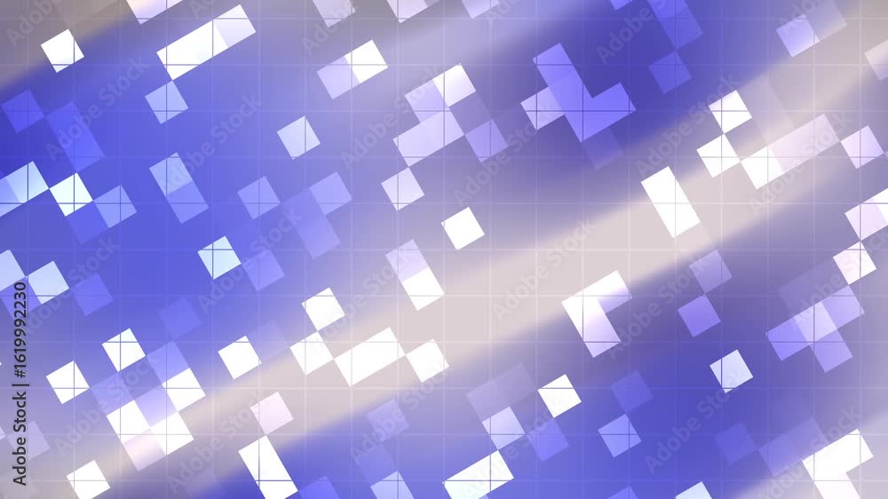 Poster abstracts blink square_ dynamic blue and white squares flicker and shift, creating a modern abstract