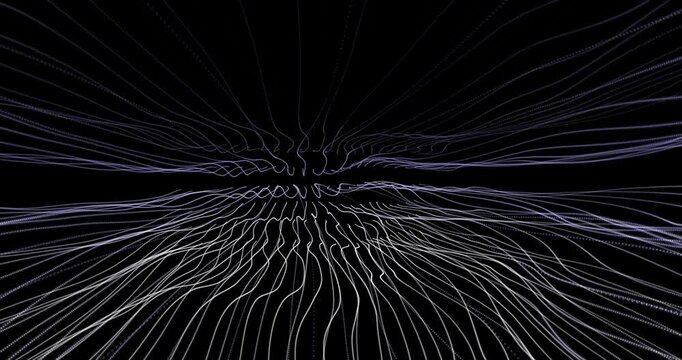 Fractal lines oscillating in a space. Loop