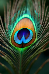 Obraz premium Macro Shot of Iridescent Peacock Feather Eye Pattern