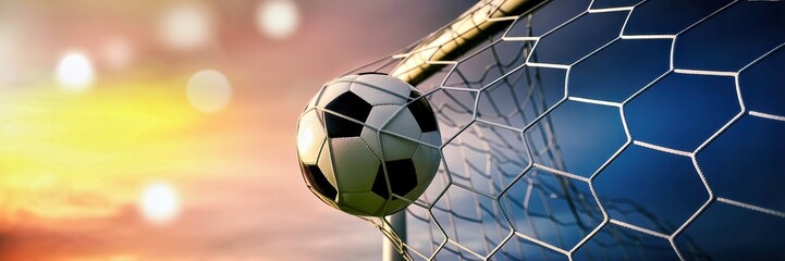soccer ball in net, stadium lights, motion blur, dramatic lighting, cinematic, epic, 8K, highly detailed, photorealistic
