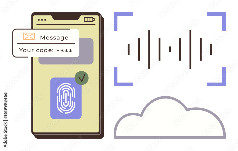Poster smartphone with fingerprint scanner, sms code notification, sound wave scan, and cloud connection. i