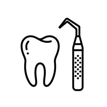 tooth and dental tool outline clip art preview