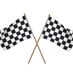 Fototapeta premium Two Crossed Checkered Flags Waving Against Black Background Symbolizing Racing Sports Victory and Success Competition Concept