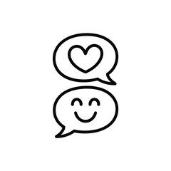 Two speech bubbles one with heart one with happy face