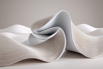 Abstract, flowing white paper curves