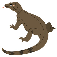 Cartoon Illustration of a Komodo Dragon