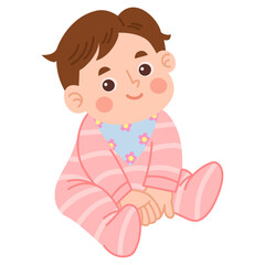 Illustration of Happy Baby Sitting Down