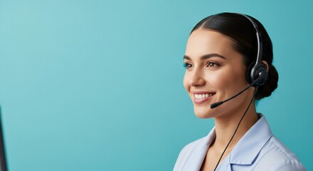 Smiling Customer Service Agent Headset