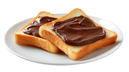 Sliced bread with chocolate spread, isolated on a white background, png, transparent
