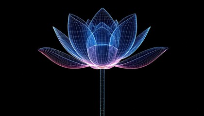 Glowing Abstract Lotus Flower Digital Art