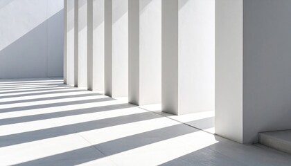 White Exterior Architecture With Sunlight Shadows