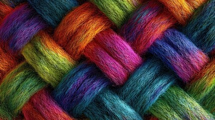 Vibrant Rainbow Colored Yarn Woven Texture Background Image for Design Projects