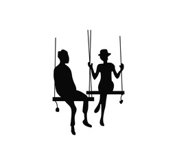 illustration of a couple playing on a swing
