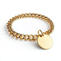 Obraz premium Elegant Gold Chain Bracelet with Circular Charm Luxury Jewelry Accessory