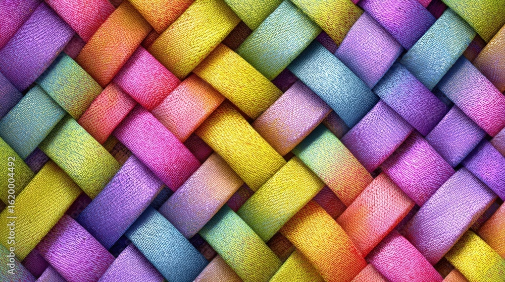 Poster vibrant rainbow woven texture background image for design projects colorful intertwined threads patt
