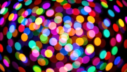colorful abstract bokeh lights on black background, festive atmosphere, soft focus, blurred circles, modern celebration texture.