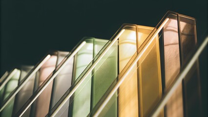Fototapeta premium Translucent Colored Panels in Diagonal Gradient – Modern Architectural Art with Backlit Glow 