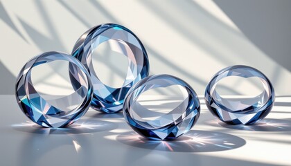 Transparent crystal on white background with shiny reflection.