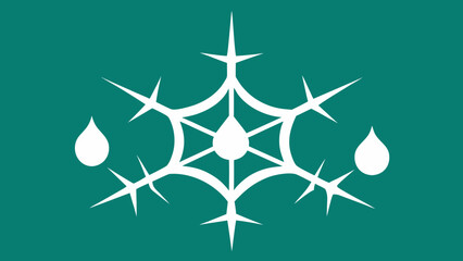 Teal Background White Thorns Dewdrops Spiderweb Design