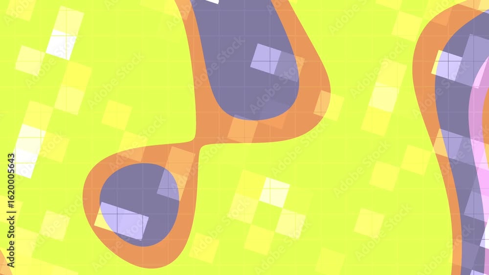 Poster abstracts liquid blink square_ animated background featuring vibrant geometric shapes, soft pastel c