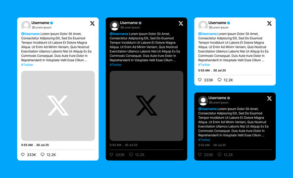 
Twitter X Post UI &ndash; Light and Dark Mode Social Media Mockup.