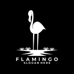 Flamingo animal logo design vector template