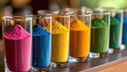 Colorful Powders In Glass Containers