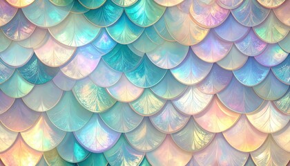 Multicolored Iridescent Fish Scales Seamless Pattern Background