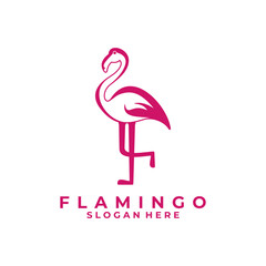 Simple flamingo bird logo design vector template. Flamingo logo icon vector template